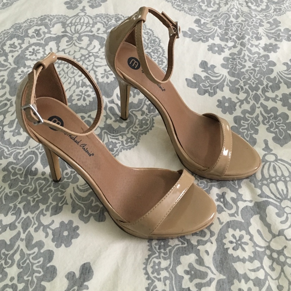 Michael Antonio Nude Ankle Strap Heels